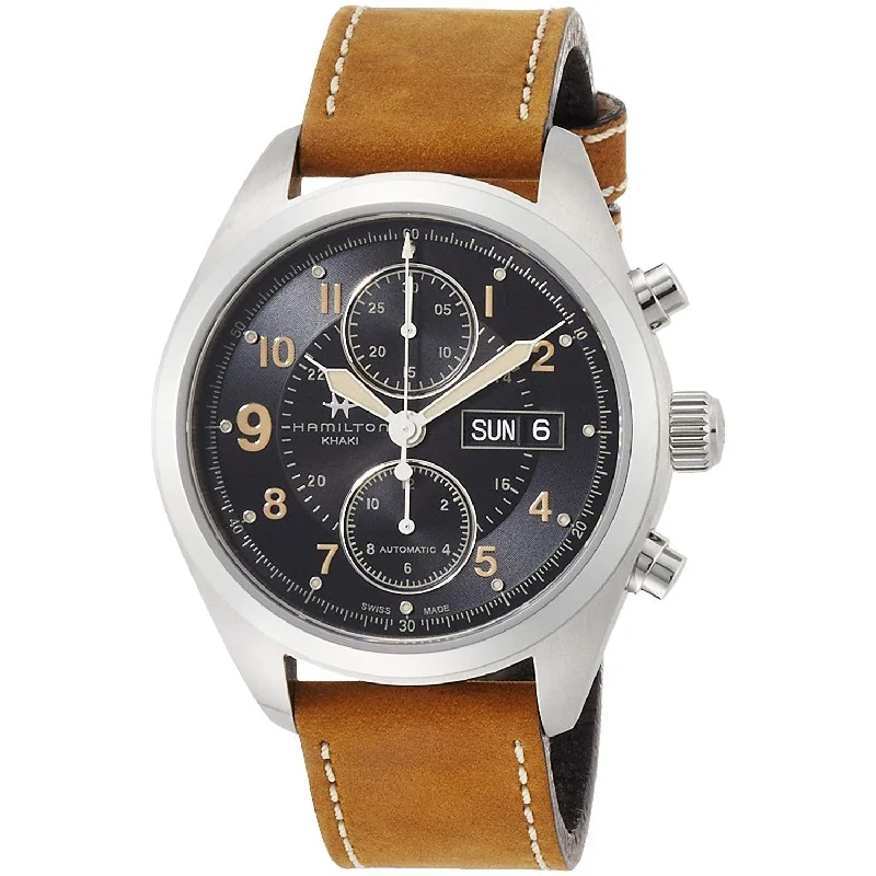 Hamilton Men's H71616535 Khaki Field Chronograph Brown Leather Watch