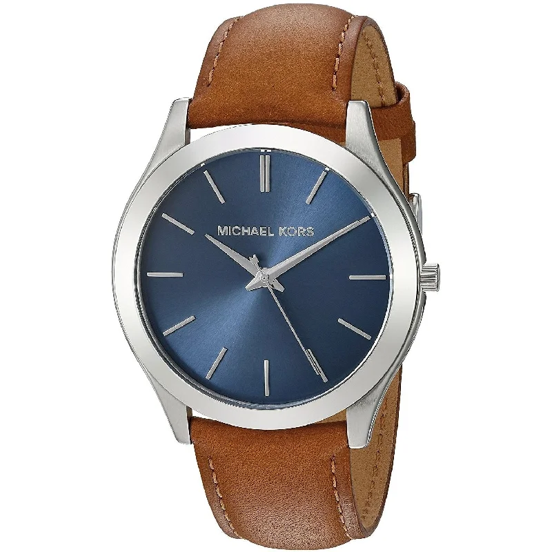 Michael Kors Men's MK8508 Slim Runway Brown Leather Watch