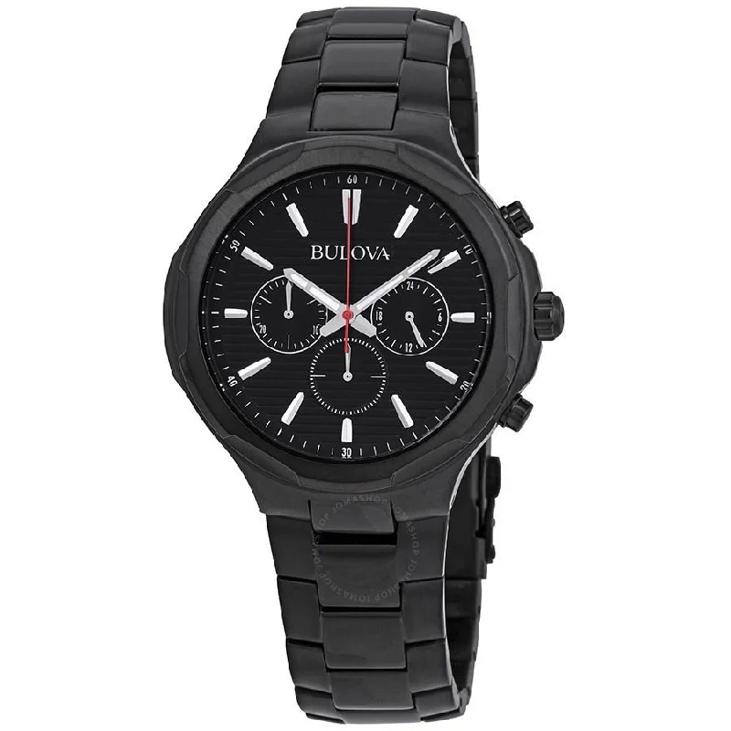 Bulova Men's 98A189 Classic Chronograph Black Stainless Steel Watch