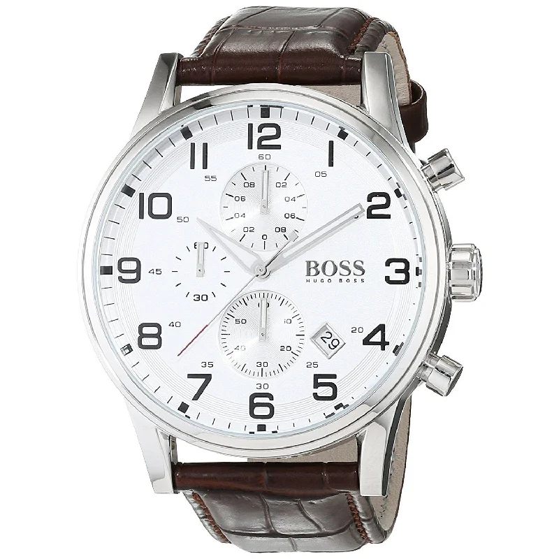 Hugo Boss Men's 1512447 Black Chronograph Brown Leather Watch