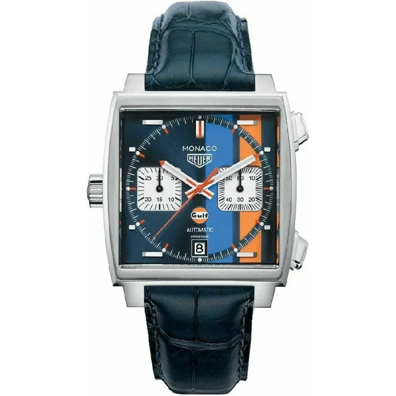 Tag Heuer Men's CAW211R.FC6183 Monaco Steve McQueen Chronograph Blue Leather Watch