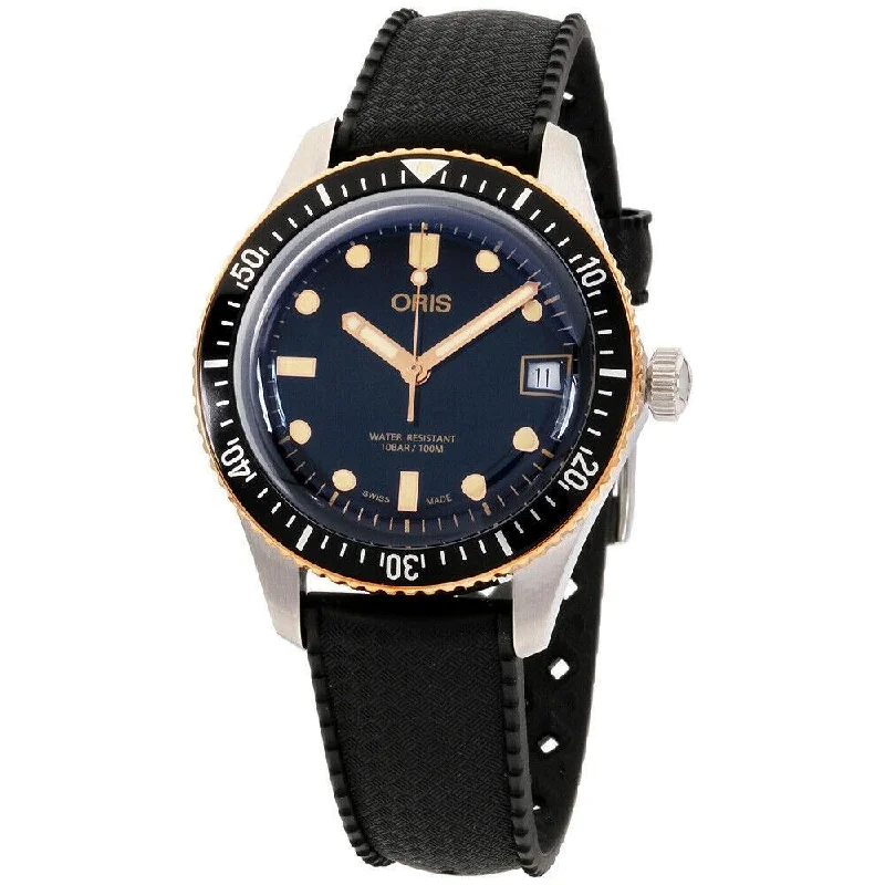 Oris Men's 73377474354RS Divers Sixty-Five Black Silicone Watch