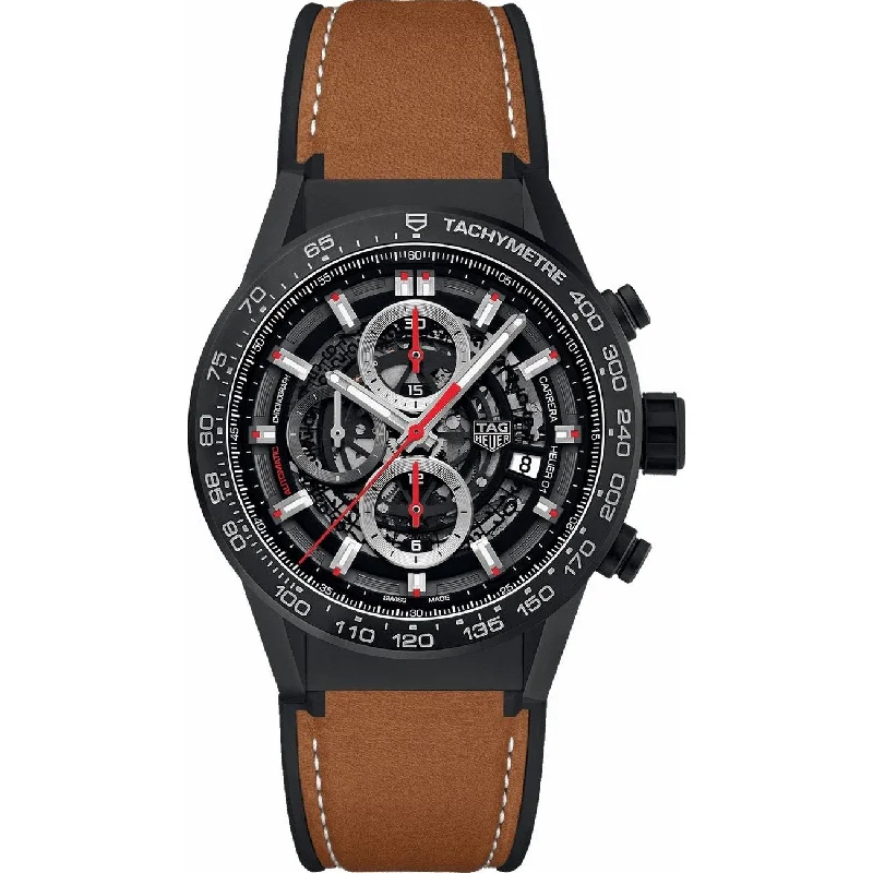 Tag Heuer Men's CAR2090.FT6124 Carrera Chronograph Automatic Brown Leather Watch