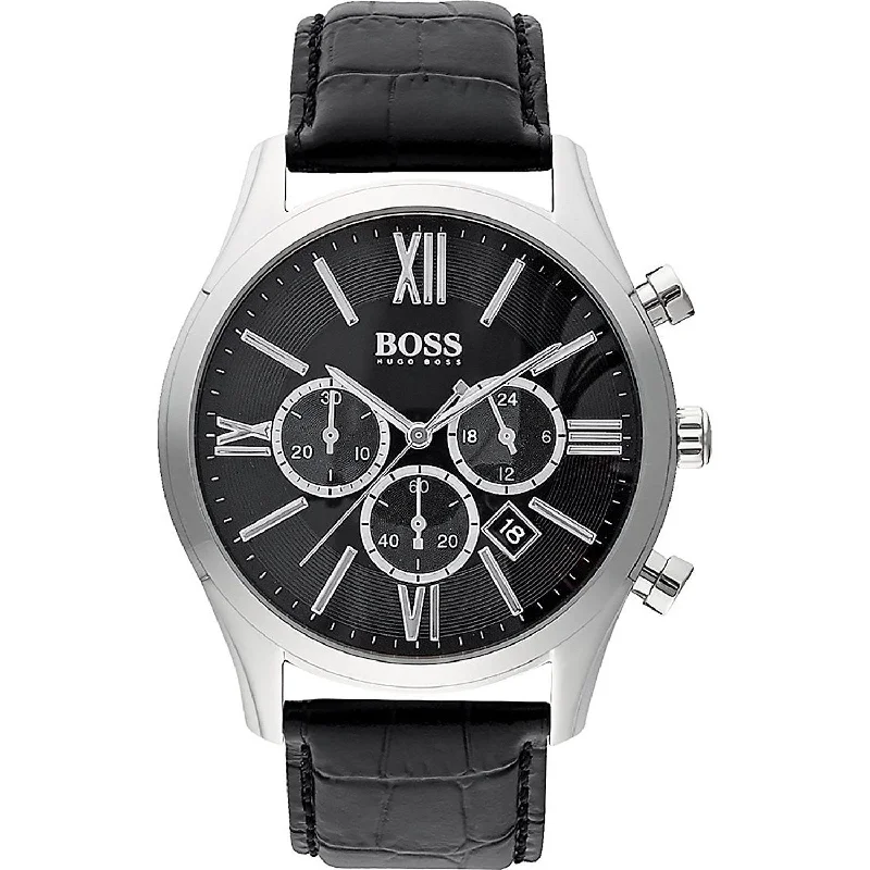 Hugo Boss Men's 1513194 Ambassador Chronograph Black Leather Watch