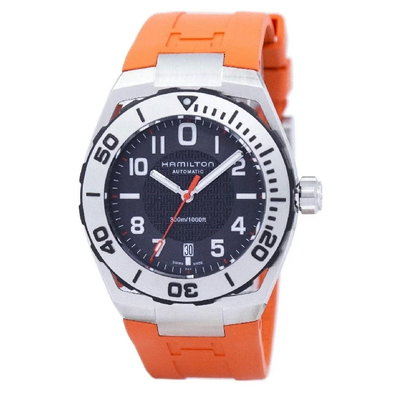 Hamilton Men's H78615985 Khaki Navy Sub Orange Rubber Watch