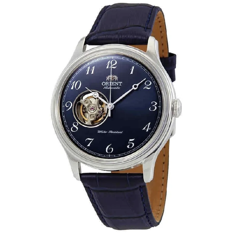 Orient Men's RA-AG0015L10B Open Heart Blue Leather Watch