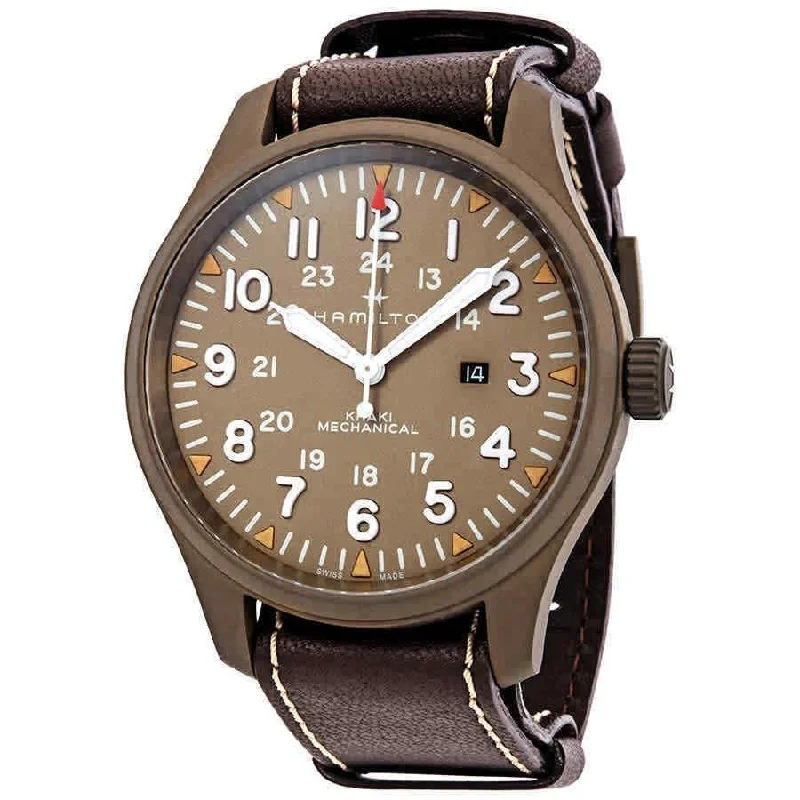 Hamilton Men's H69829560 Khaki Field Brown Leather Watch