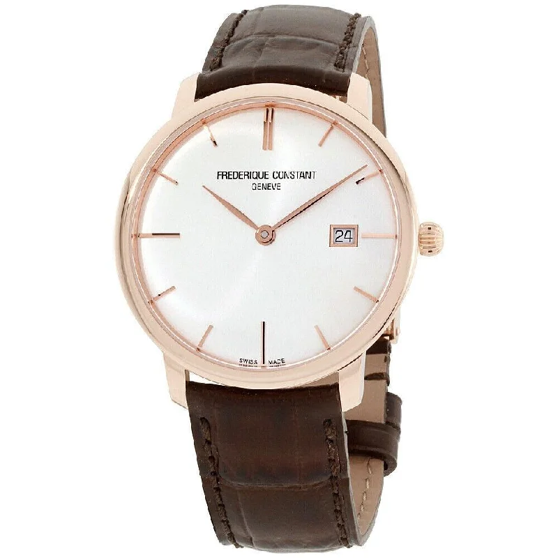 Frederique Constant Men's FC-306V4S4 Slimline Brown Leather Watch