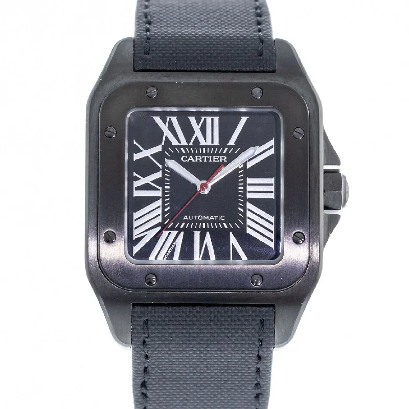 Cartier Men's WSSA0006 Santos 100 Automatic Black Fabric Watch