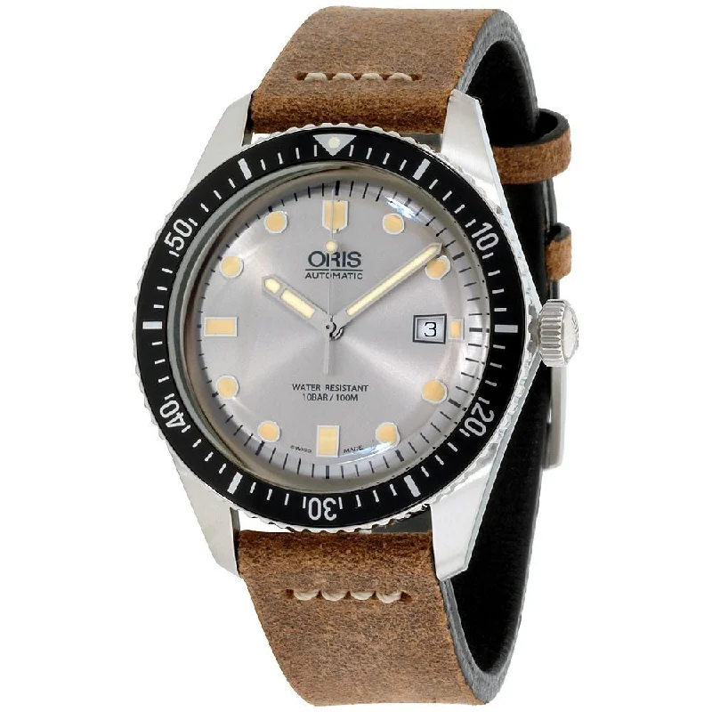 Oris Men's 73377204051LS Divers Sixty-Five Brown Leather Watch