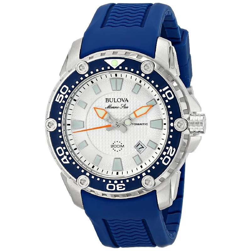 Bulova Men's 98B208 Marine Star Automatic Blue Rubber Watch