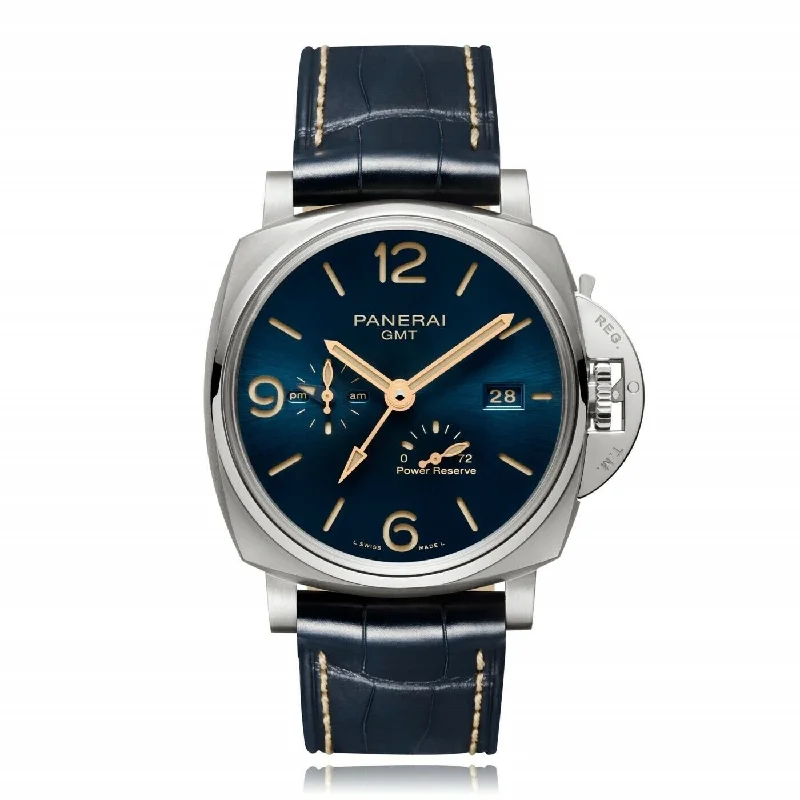 Panerai Men's PAM00964 Luminor Due GMT Power Reserve Blue Leather Watch