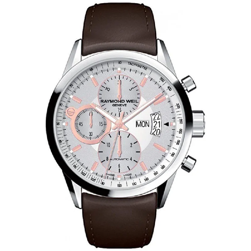 Raymond Weil Men's 7730-STC-65025 Freelancer Chronograph Automatic Brown Leather Watch