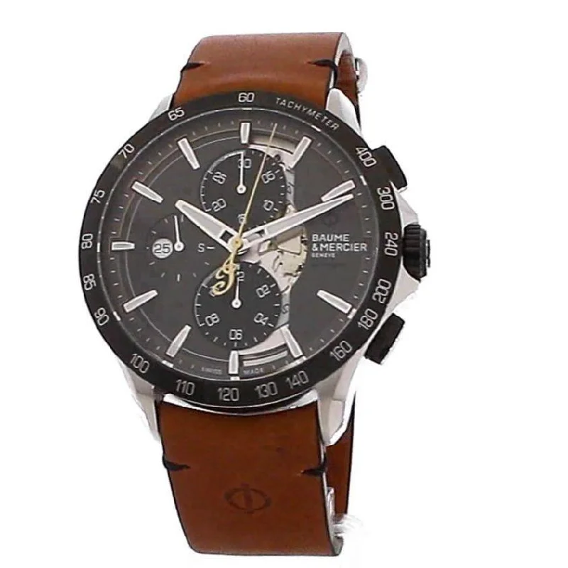 Baume & Mercier Men's MOA10402 Clifton Chronograph Brown Leather Watch