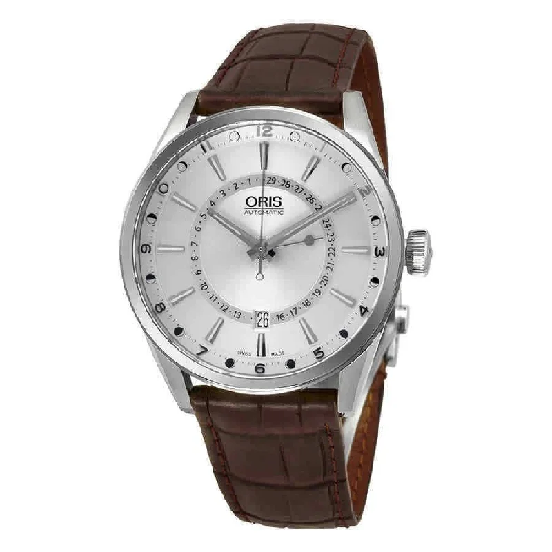 Oris Men's 76176914051LS Artix Pointer Moon Brown Leather Watch