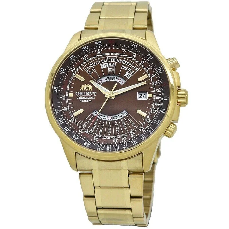 Orient Men's FEU07003TX Perpetual Calendar Gold-Tone Stainless Steel Watch