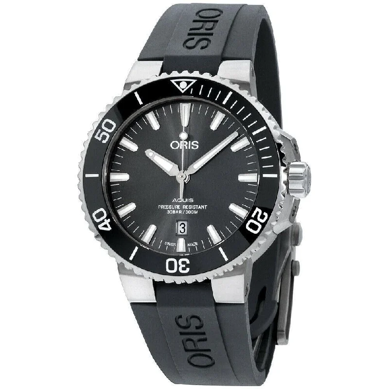 Oris Men's 73377307153RS Aquis Grey Silicone Watch