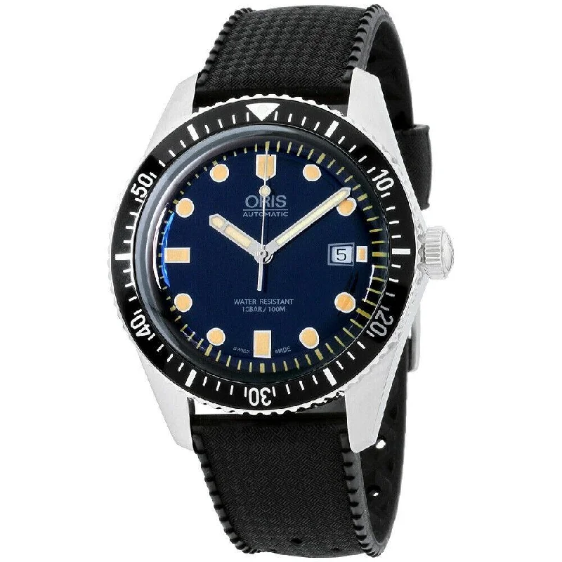 Oris Men's 73377204055RS Divers Sixty-Five Black Silicone Watch