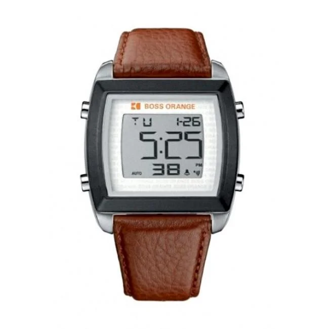 Hugo Boss Men's 1512610 Orange Digital Brown Leather Watch