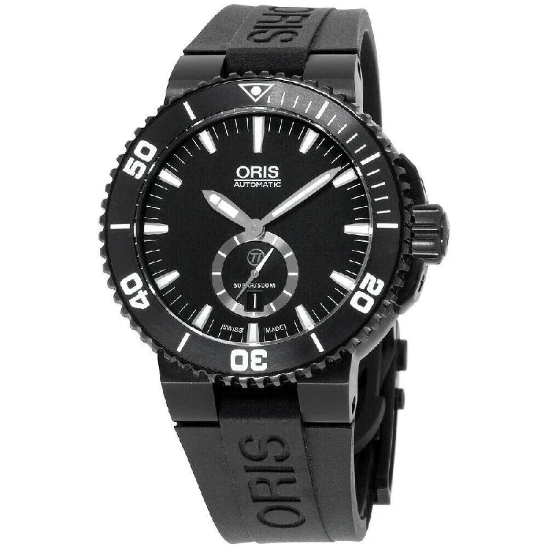 Oris Men's 73976747754RS Aquis Black Silicone Watch