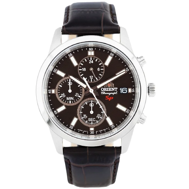 Orient Men's FKU00005T0 SP Chronograph Chronograph Brown Leather Watch